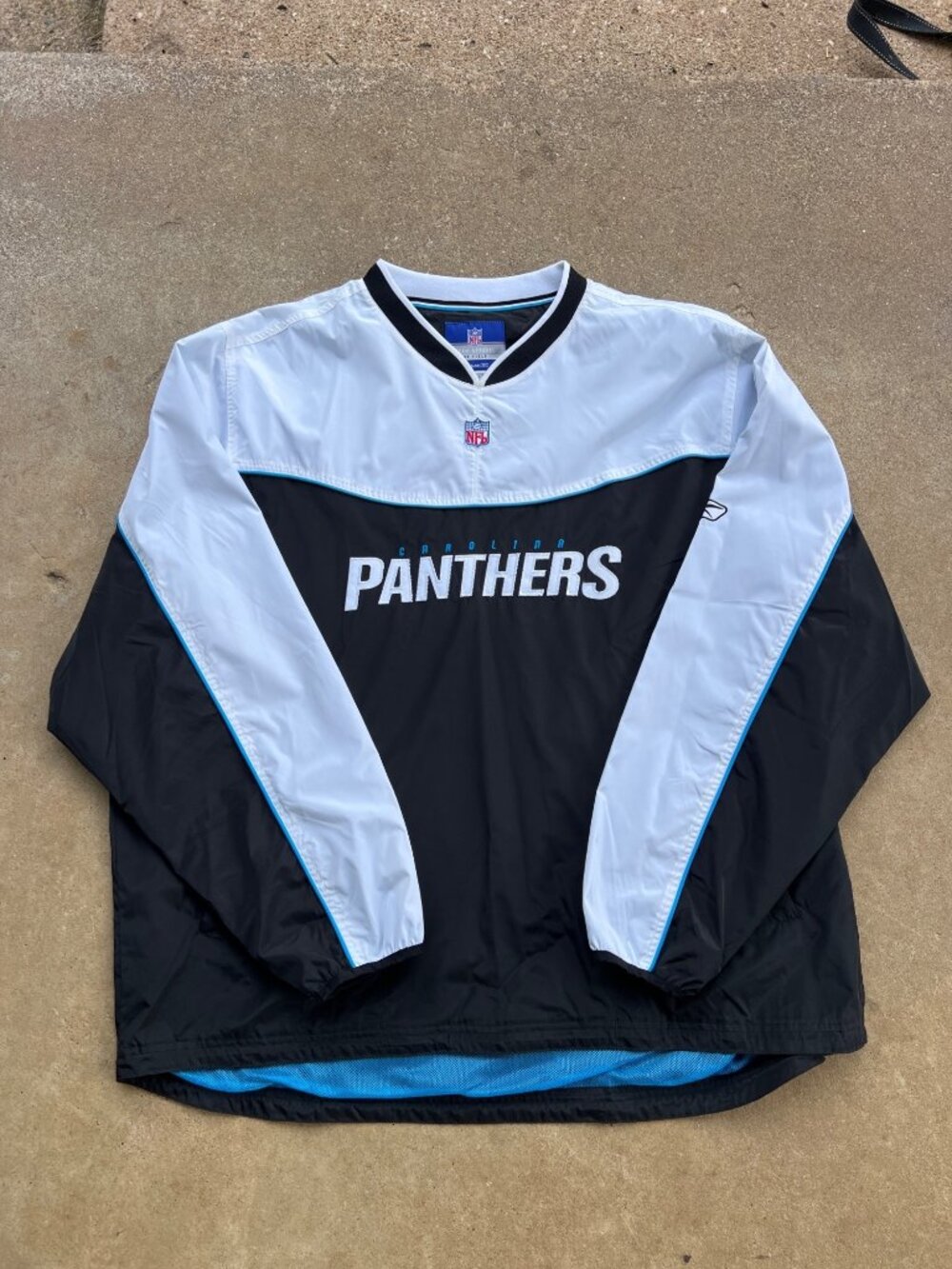 Carolina Panthers Reebok NFL Team Apparel Pullover Jacket 2XL Black & White